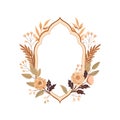 Elegant Floral Frame Design with Earthy Tones for Greetings and Invitations Royalty Free Stock Photo