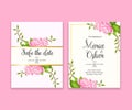 Elegant floral frame wedding card or invitation card safe the date template with background pink abstract. Illustration