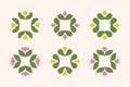 Elegant floral logo template or icon. Set of vector design elements with ornamental flowers and leaves Royalty Free Stock Photo