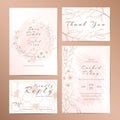 Elegant floral outlined wedding invitation template set