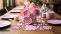 Elegant Floral Paper Cut Crafts on Wooden Table