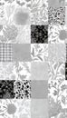 Elegant Floral Patchwork Background Vintage Grey Wallpaper Design with Diverse Botanical Elements Royalty Free Stock Photo
