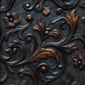 Elegant Floral Relief Pattern with Decorative Swirls and Textures Royalty Free Stock Photo