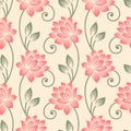 Elegant floral repeating pattern features detailed stylized blossoms and refined ornaments. Royalty Free Stock Photo