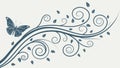 Elegant Floral Swirls with Butterfly Accent, Natural Beauty, vector design Generative AI Royalty Free Stock Photo
