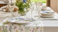Elegant Floral Table Setting with Wildflower Table Runner Royalty Free Stock Photo
