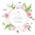 Elegant floral vector round card Royalty Free Stock Photo