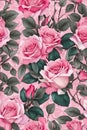 Elegant floral wallpaper Seamless bloom background Soft pink rose texture Rose petal pattern Feminine floral backdrop