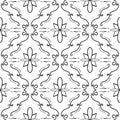 Elegant flourish seamless pattern. Black curved lines on white background. Vector