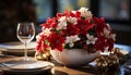 Elegant flower arrangement on table brings summer romance generated by AI