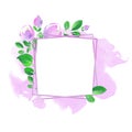 Elegant flower frame for your design. Watercolor illustration. Hand drawing. Ideal for postcards, invitations, and