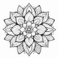 Elegant Flower Mandala: Meditative Black And White Coloring Page