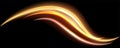 Elegant, flowing light waves in warm hues of gold and orange create a dynamic, abstract design on a dark background. The
