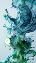 Elegant fluid form in dynamic motion, abstract green and blue flowing composition Royalty Free Stock Photo