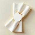 Elegant Folded Napkin with Blank Tag Event Table Setting Design Template Royalty Free Stock Photo