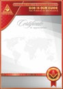 An elegant vertical form for creating certificates with Masonic symbols. Red elements on a white background.