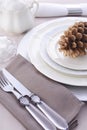 Elegant Formal Dining Thanksgiving Table Setting. Royalty Free Stock Photo