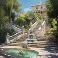 A fountain in front of a building