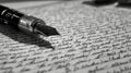 Elegant Fountain Pen Resting on Handwritten Pages Filled With Cursive Script, Showcasing a Moment of Creativity and Royalty Free Stock Photo
