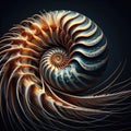 Elegant fractal shell image displaying fluid patterns and mesmerizing organic forms. Royalty Free Stock Photo