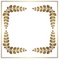 Elegant frame featuring a symmetrical design with gold leaves in two opposite Royalty Free Stock Photo