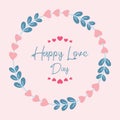 Elegant frame, with ornate flower and leaf, for unique happy love day greeting cards design. Vector