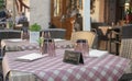 Elegant french Restaurant table with reserved french card