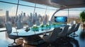 Elegant and futuristic meeting room.