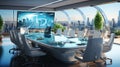 Elegant and futuristic meeting room.