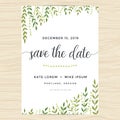 Elegant garden leafs design for save the date card, wedding invitation template.