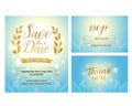 Elegant Gentle wedding set with hand lettering and beautiful background. Includes save the date,rsvp and thank you cards templates