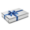 Elegant gift box with blue ribbon Royalty Free Stock Photo