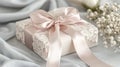 Elegant Gift Box with Lace and Satin Ribbon Royalty Free Stock Photo