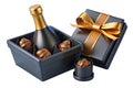Elegant Gift Box with Wine Bottle Royalty Free Stock Photo