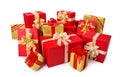 Elegant gift boxes in red and gold