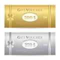 Elegant gift card or gift voucher template with shiny gold