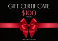 Elegant Gift Certificate with Silk Red Bow and Ribbon. Vector Illustration. EPS10