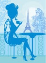 Elegant girl in the Parisian cafe