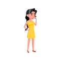 elegant girl speaking with sister on phone cartoon vector