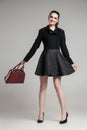 Elegant glamour woman wearing black skirt and