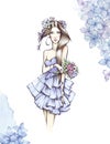 Watercolor girl. Fashion illustration, hand painted Royalty Free Stock Photo