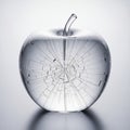Elegant Glass Apple with Abstract Black and White Internal Design on an Isolated White Background for Creative Studio Use and Royalty Free Stock Photo