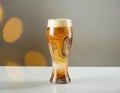 Elegant glass with beer on the bar counter