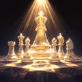 Elegant Glass Chess Set Under Spotlight - Perfect for Luxury Brands and Advertising Campaigns Royalty Free Stock Photo