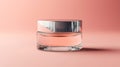 Elegant Glass Cream Jar On Pink Background Royalty Free Stock Photo