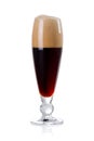 Elegant glass of dark beer with foam isolated