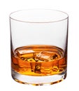 Elegant glass of whiskey with ice cubes isolated on white background with clipping path Royalty Free Stock Photo