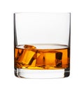 Elegant glass of whiskey with ice cubes isolated on white background with clipping path Royalty Free Stock Photo
