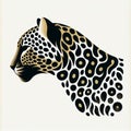 Elegant Gold and Black Leopard Profile Illustration Royalty Free Stock Photo