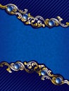 Elegant gold and blue background with gems